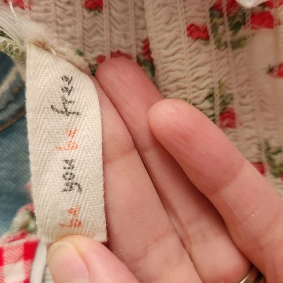 Bebop gingham checkered strawberry smocked maxi dress peasant M tiered festival - Picture 6 of 8